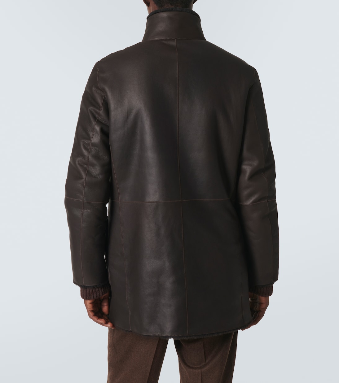 Reversible leather and shearling peacoat | Giorgio Armani