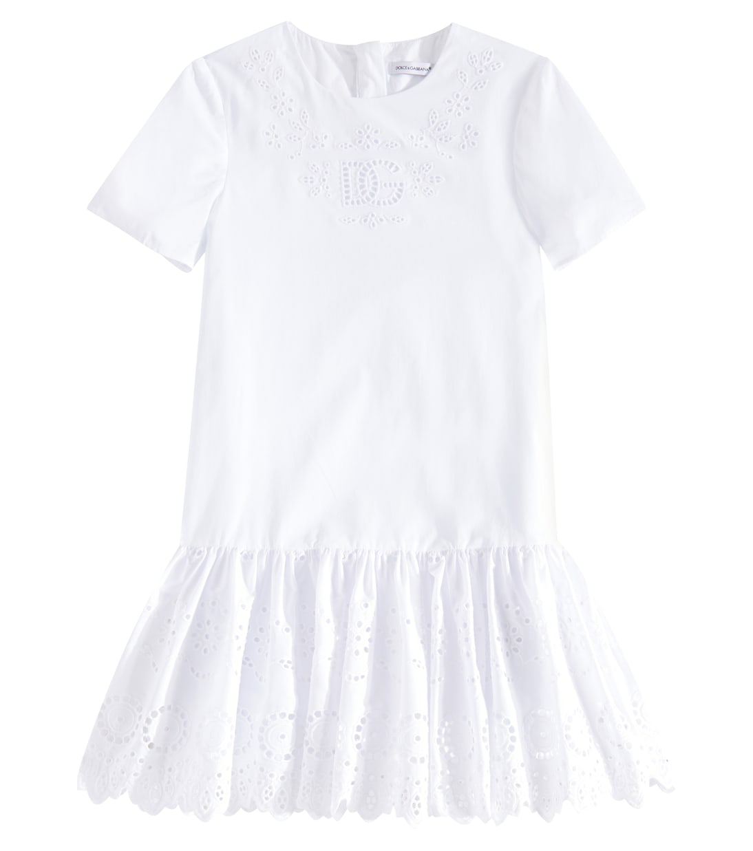 Robe brodée en coton à logo | Dolce&Gabbana Kids