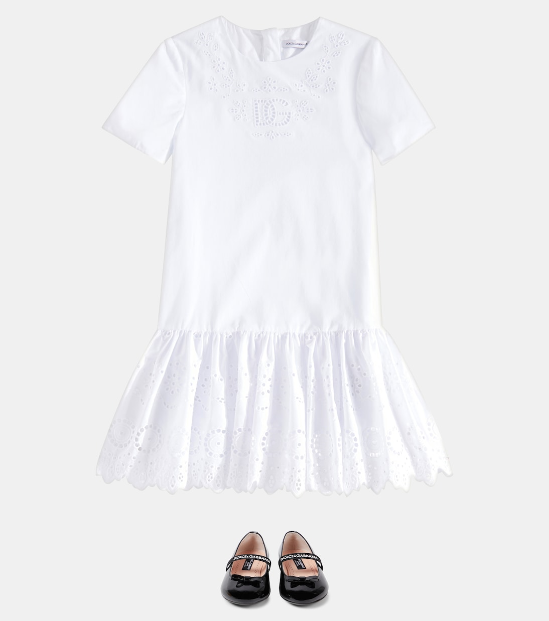 Robe brodée en coton à logo | Dolce&Gabbana Kids