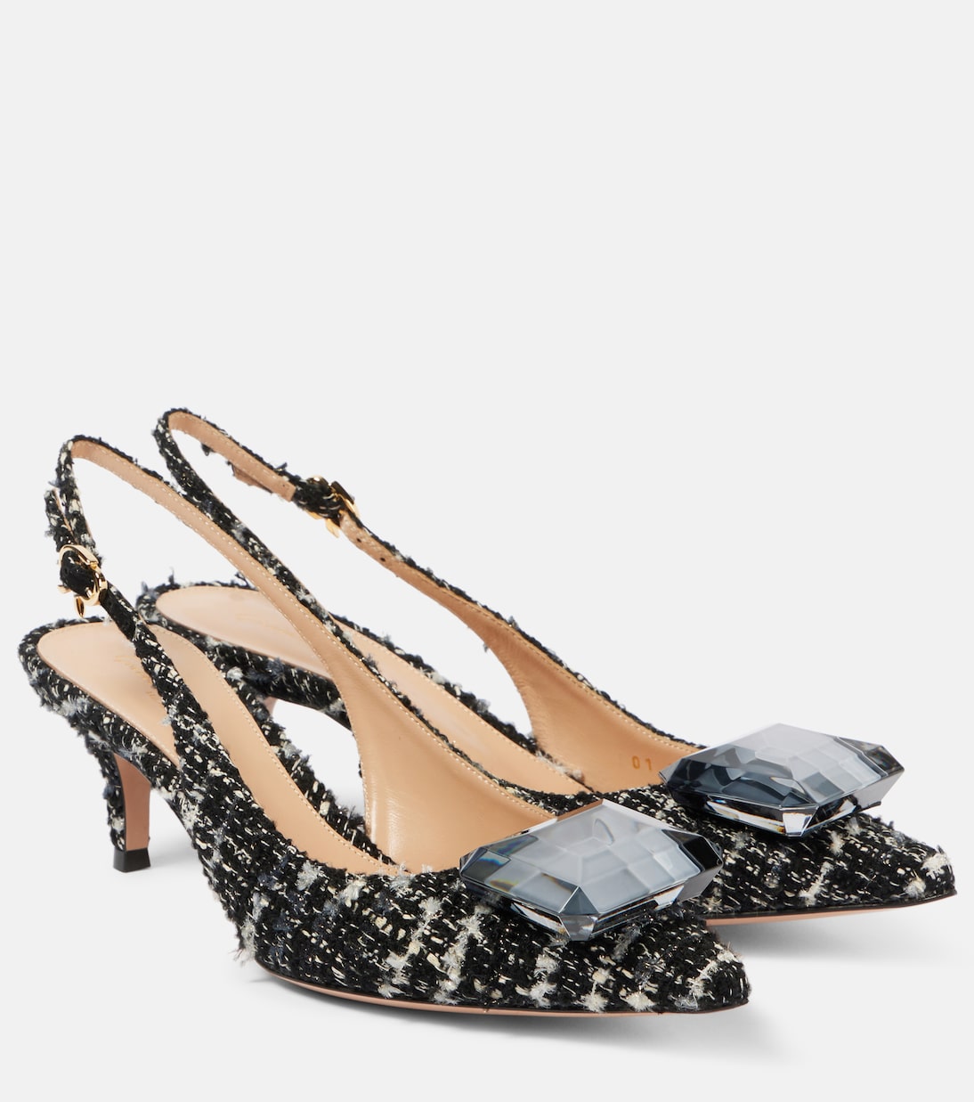 Jaipur 55 bouclé slingback pumps | Gianvito Rossi