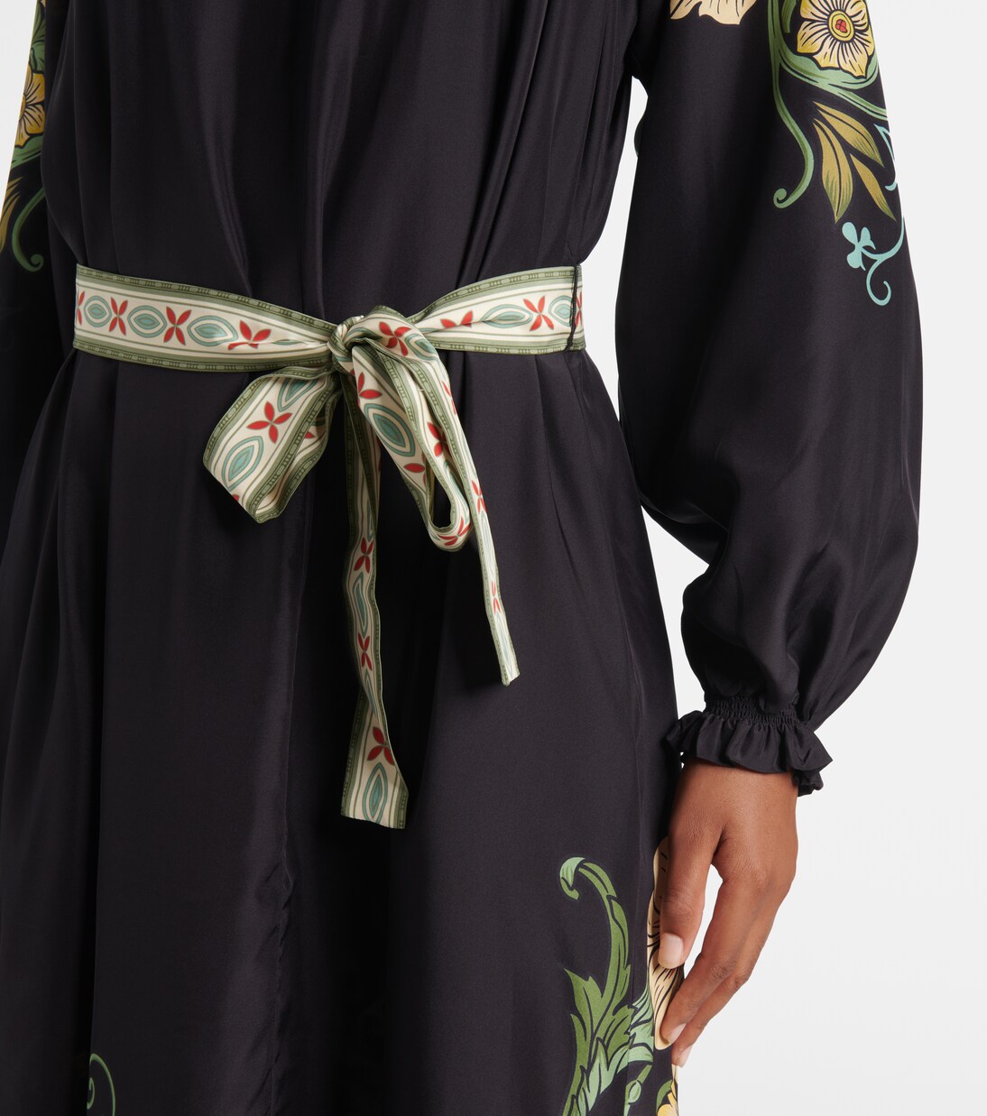 Robe longue Cerere en soie à fleurs | La DoubleJ