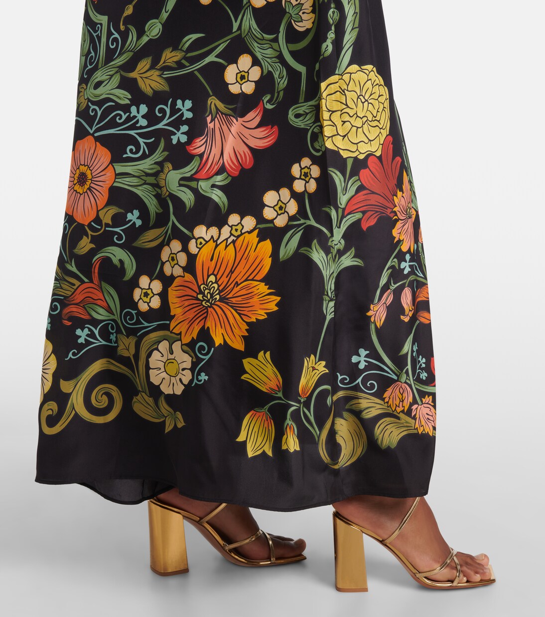 Robe longue Cerere en soie à fleurs | La DoubleJ