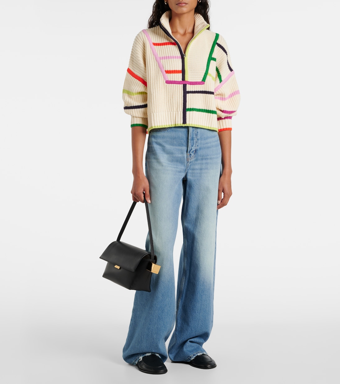 Hampton cropped cotton-blend sweater | Staud