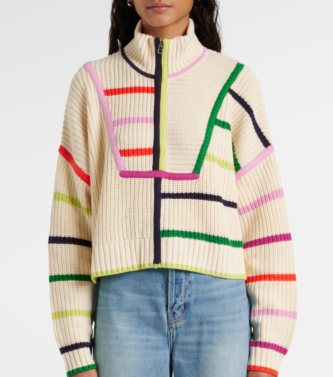 Hampton cropped cotton-blend sweater | Staud