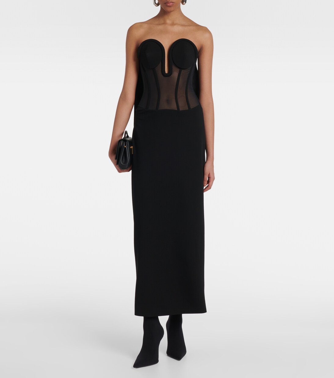 Robe bustier longue en crêpe et tulle | Jean Paul Gaultier