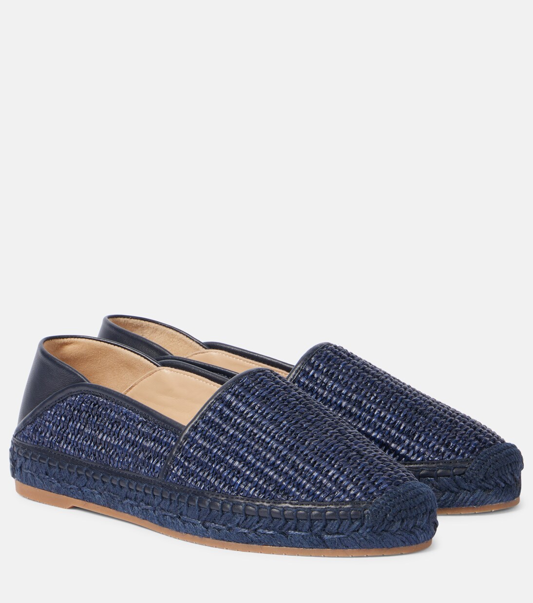 Espadra leather-trimmed raffia espadrilles | Manolo Blahnik