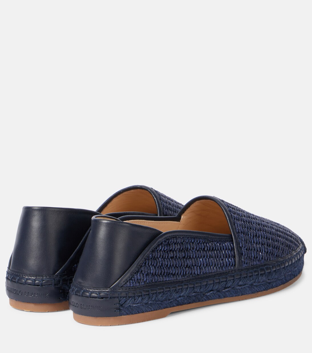 Espadra leather-trimmed raffia espadrilles | Manolo Blahnik