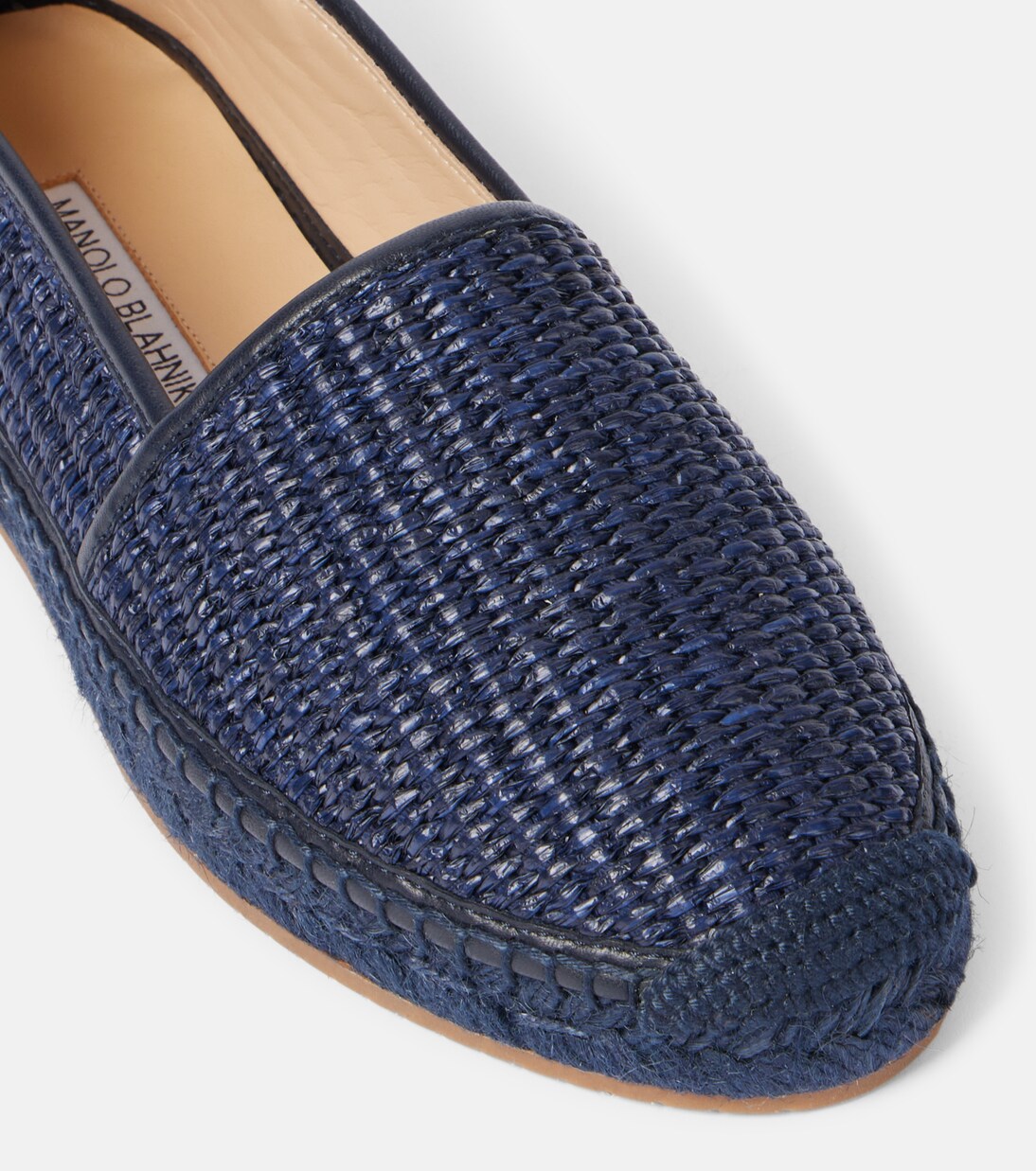 Espadra leather-trimmed raffia espadrilles | Manolo Blahnik