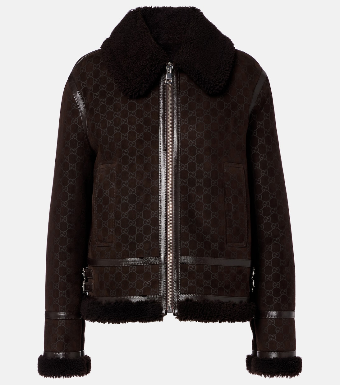 Lederjacke GG mit Shearling | Gucci