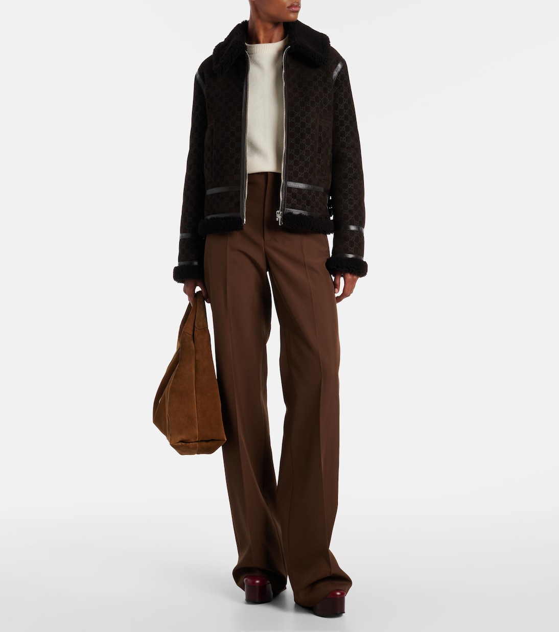 Lederjacke GG mit Shearling | Gucci