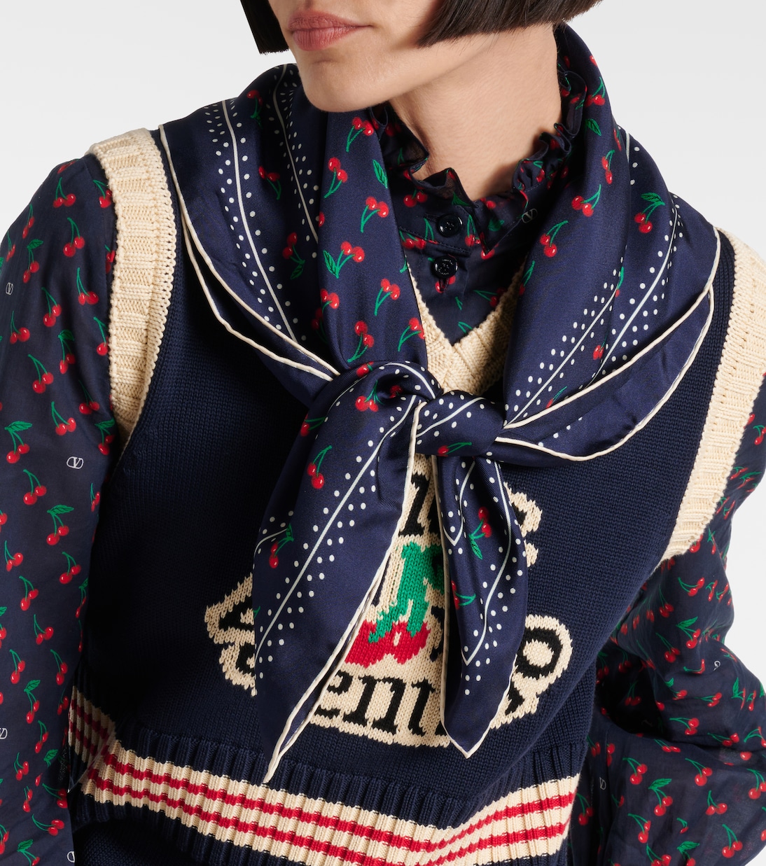 Foulard Cherryfic en soie | Valentino