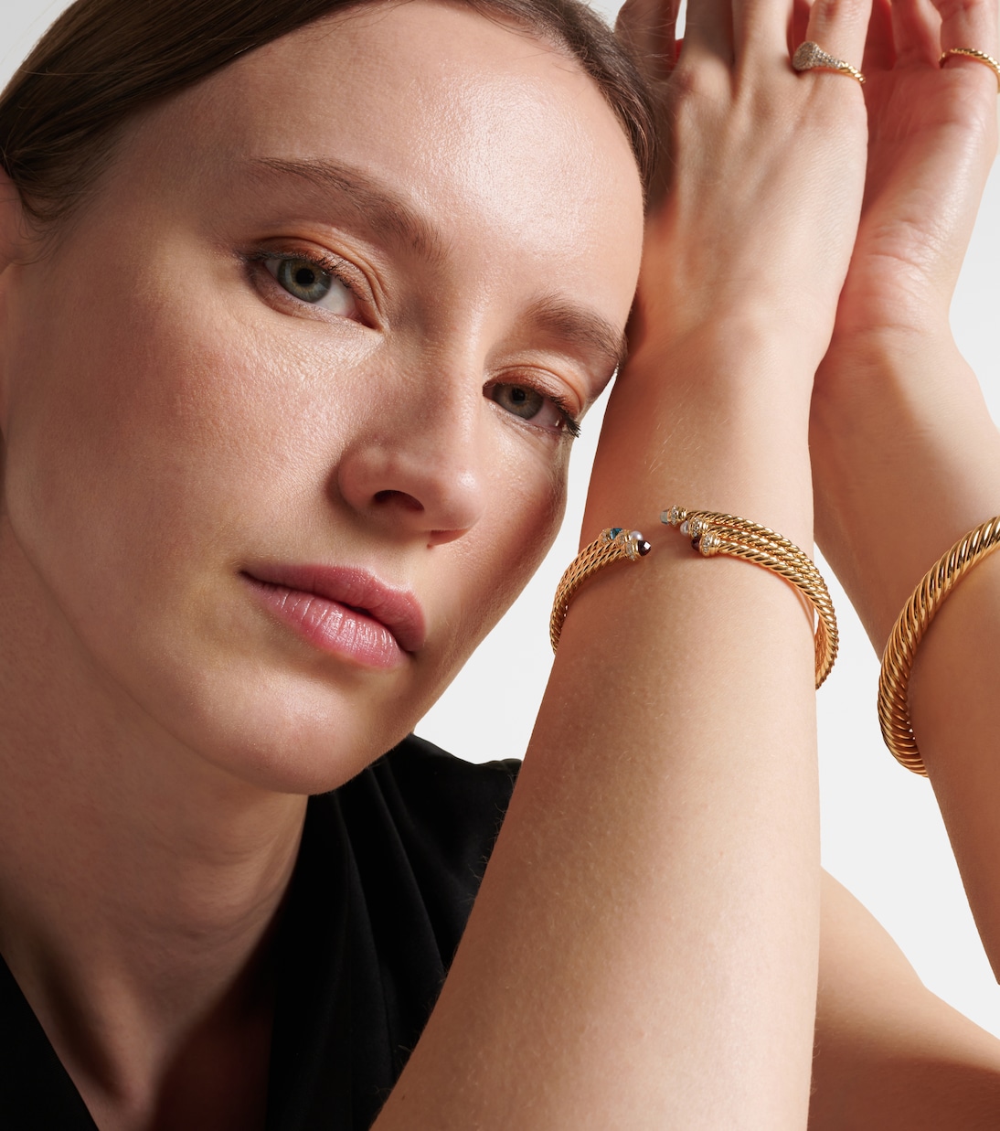 Cablespira® Flex 18kt 골드 토파즈 다이아몬드 커프 브레이슬릿 | David Yurman