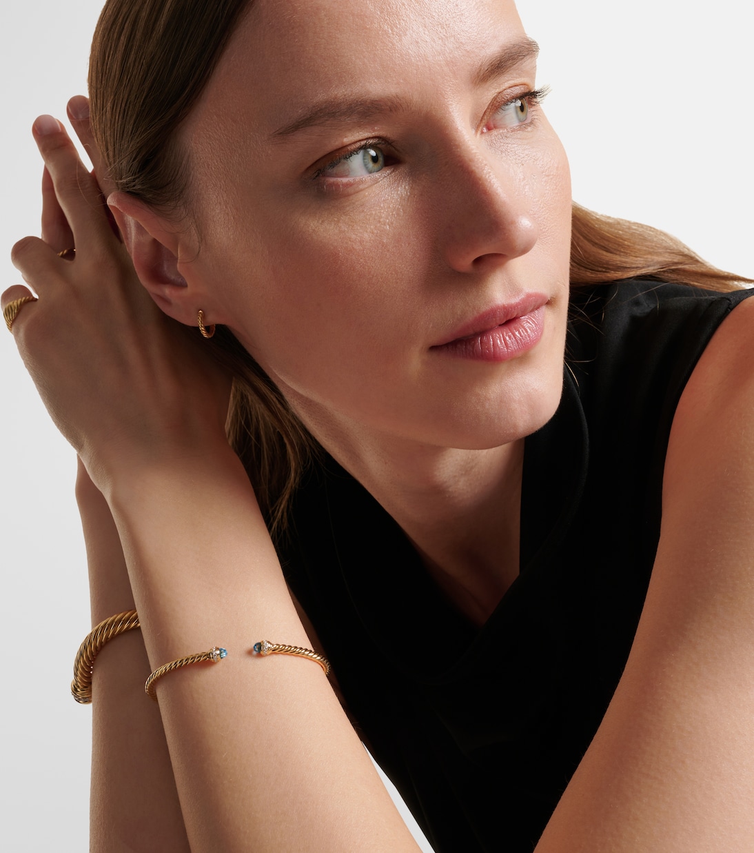 Cablespira® Flex 18kt 골드 토파즈 다이아몬드 커프 브레이슬릿 | David Yurman