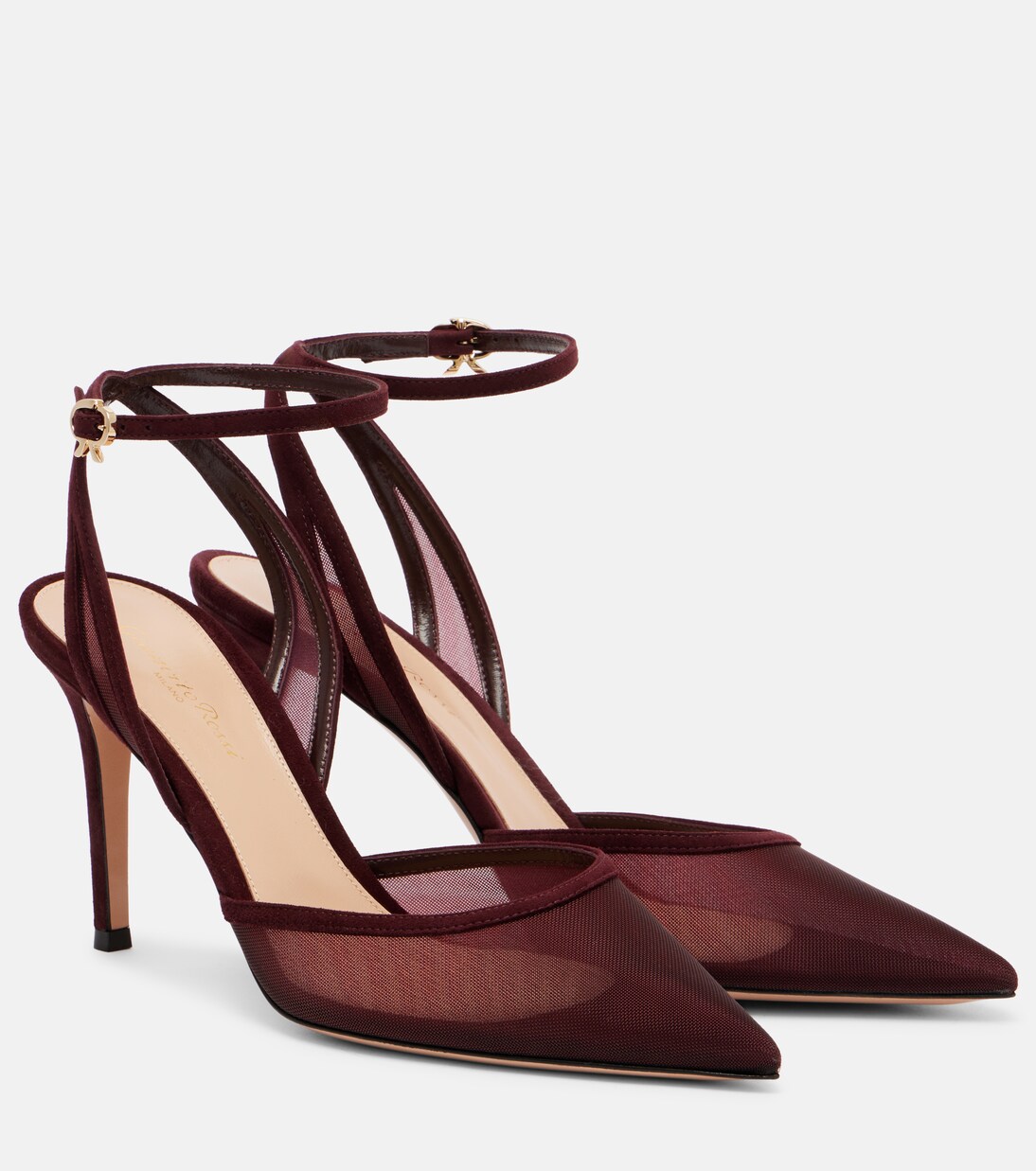 85 suede-trimmed organza pumps | Gianvito Rossi