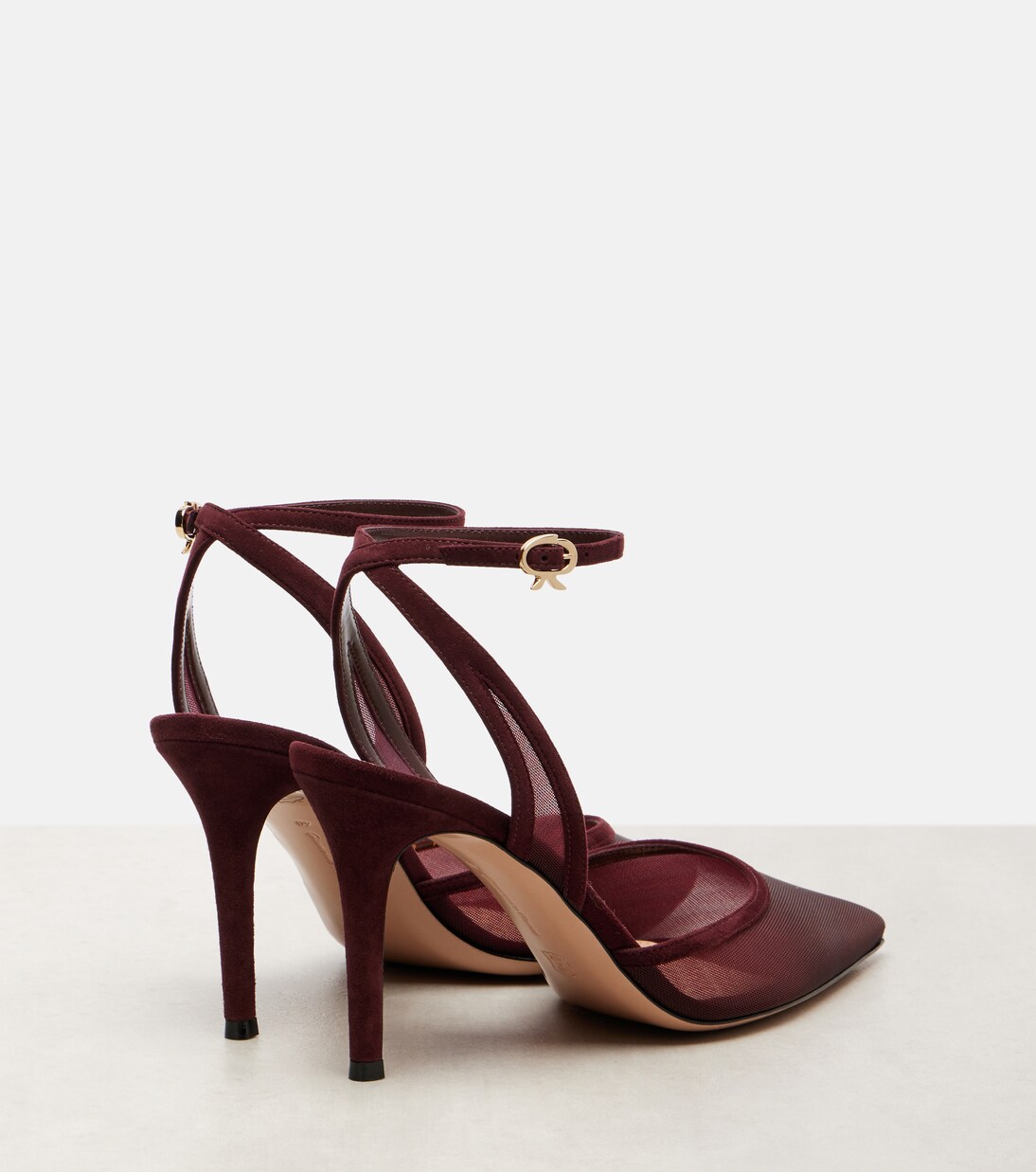 85 suede-trimmed organza pumps | Gianvito Rossi