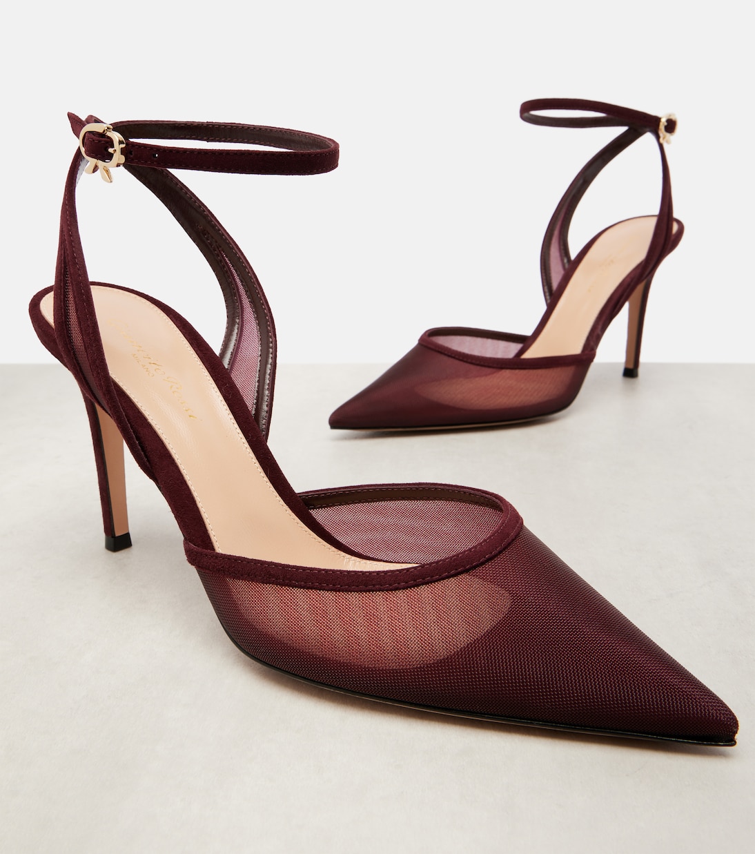 85 suede-trimmed organza pumps | Gianvito Rossi