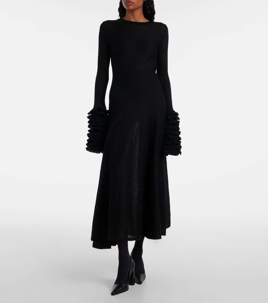 Robe midi en mohair mélangé | Alaïa