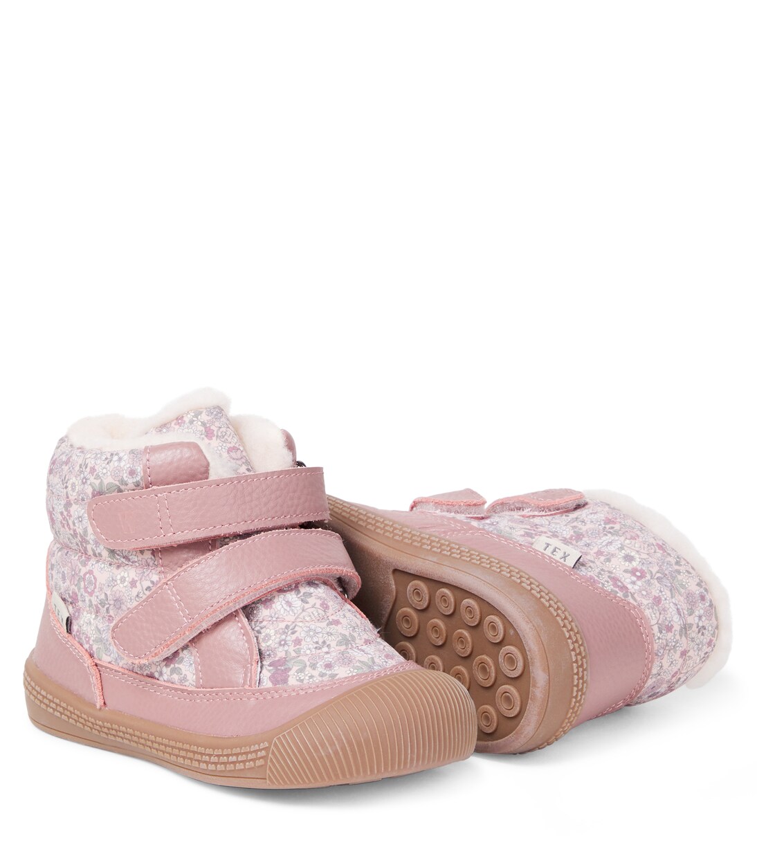 Tex floral leather-trimmed boots | Wheat