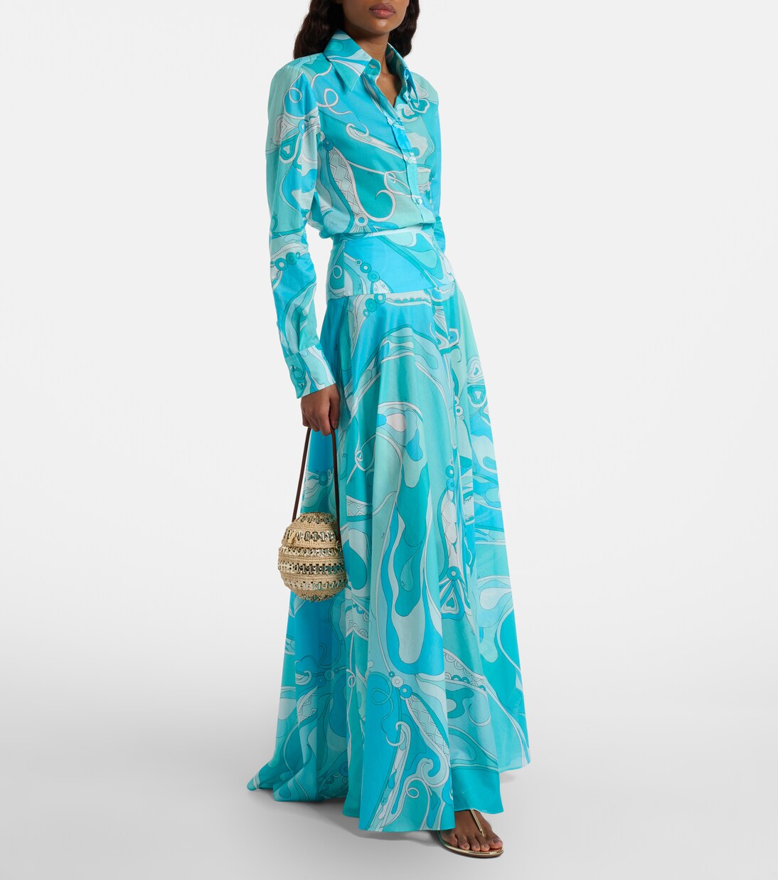 Orchidee high-rise cotton maxi skirt | Pucci
