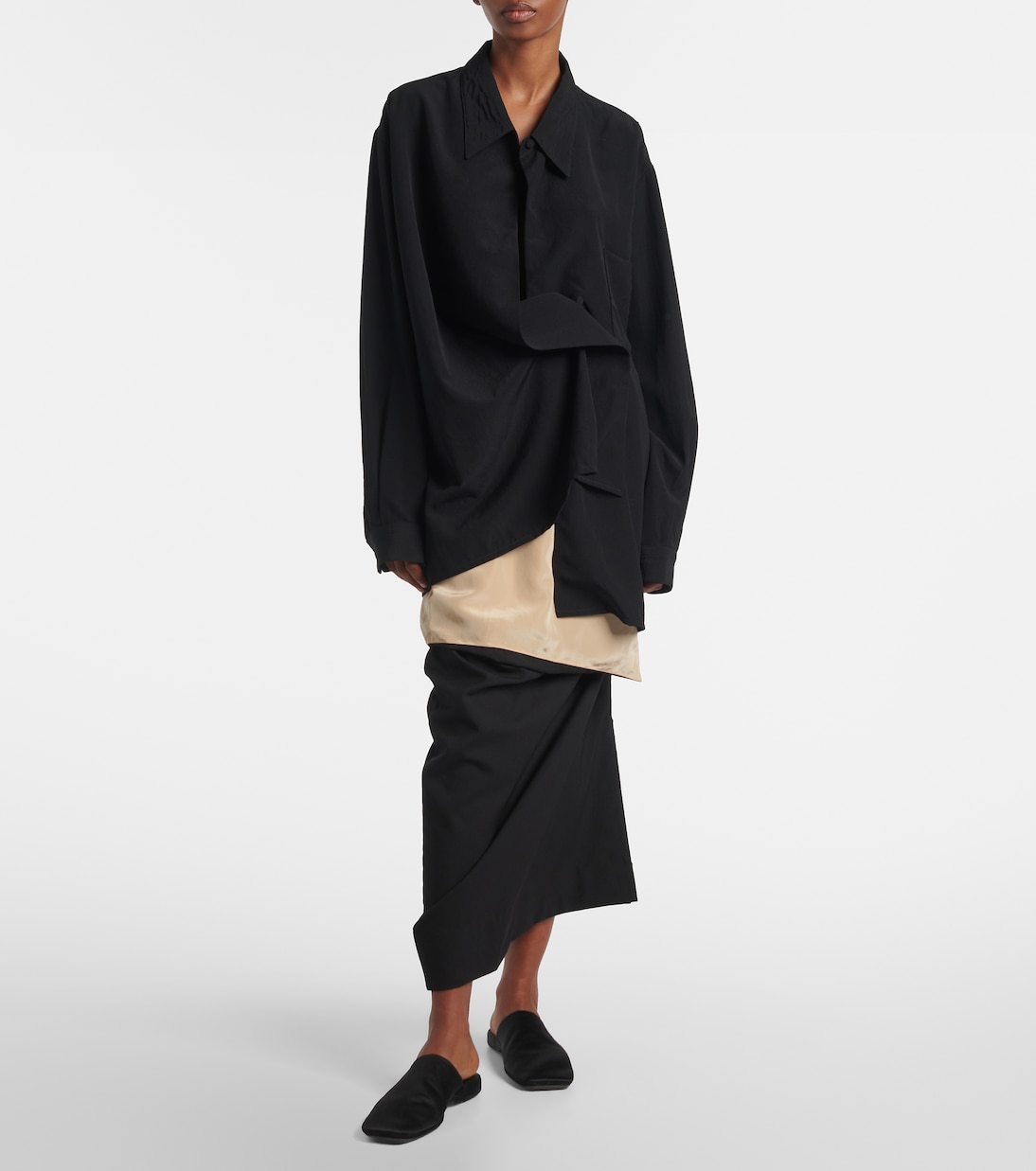Tyler layered wool and silk maxi skirt | Calvin Klein Collection