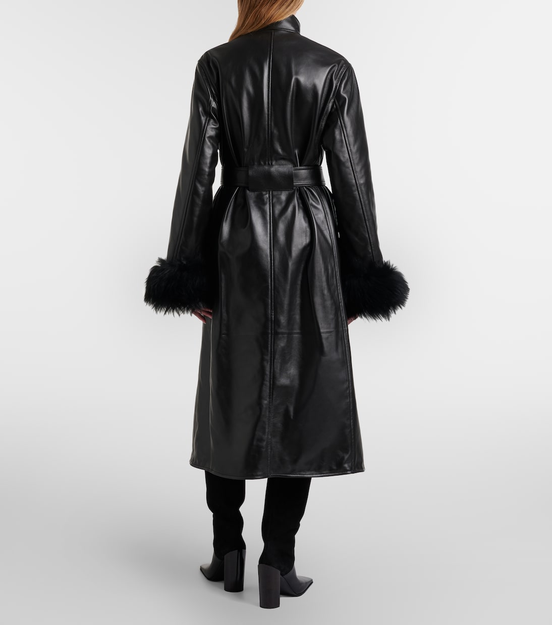 Shearling-trimmed leather coat | Alaïa