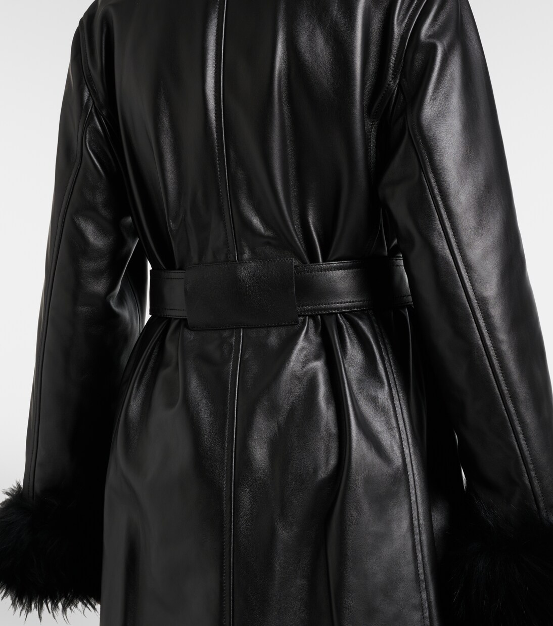 Shearling-trimmed leather coat | Alaïa