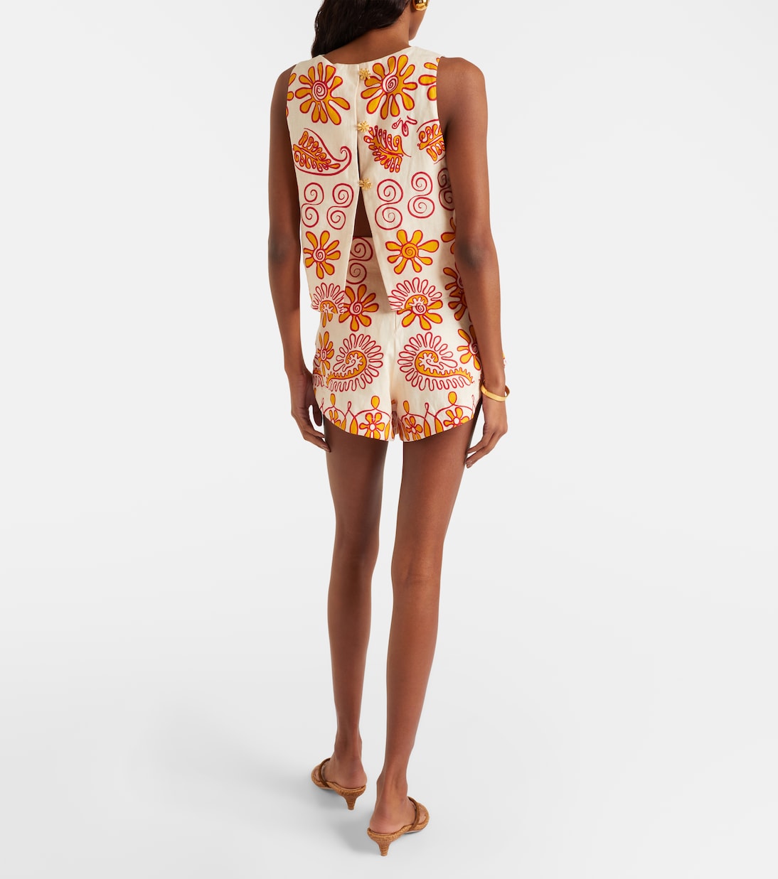 Short Bahamas imprimé en lin | Cala de la Cruz