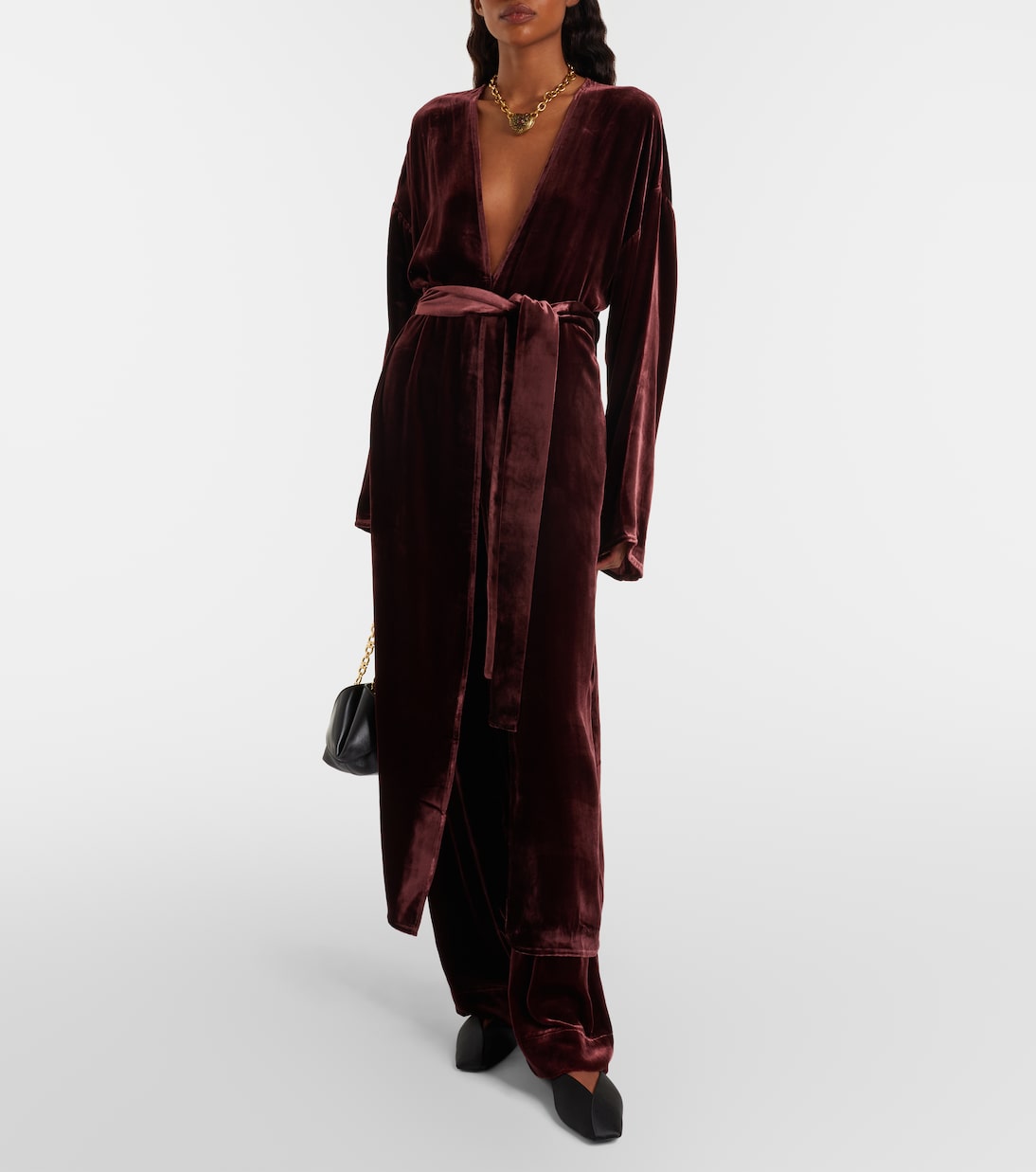 Belted velvet midi dress | Asceno