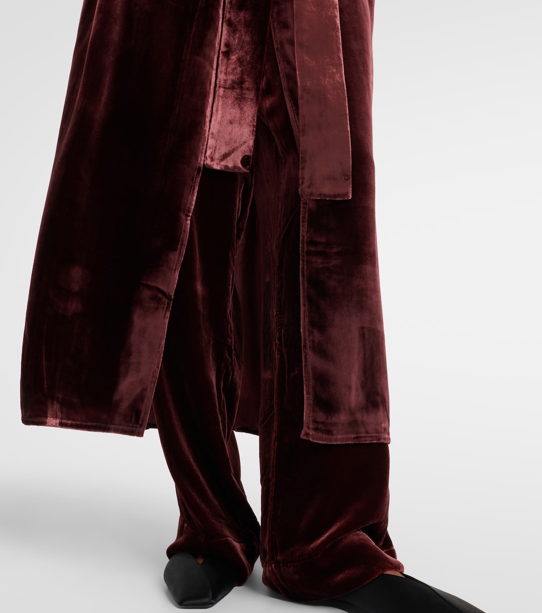 Belted velvet midi dress | Asceno