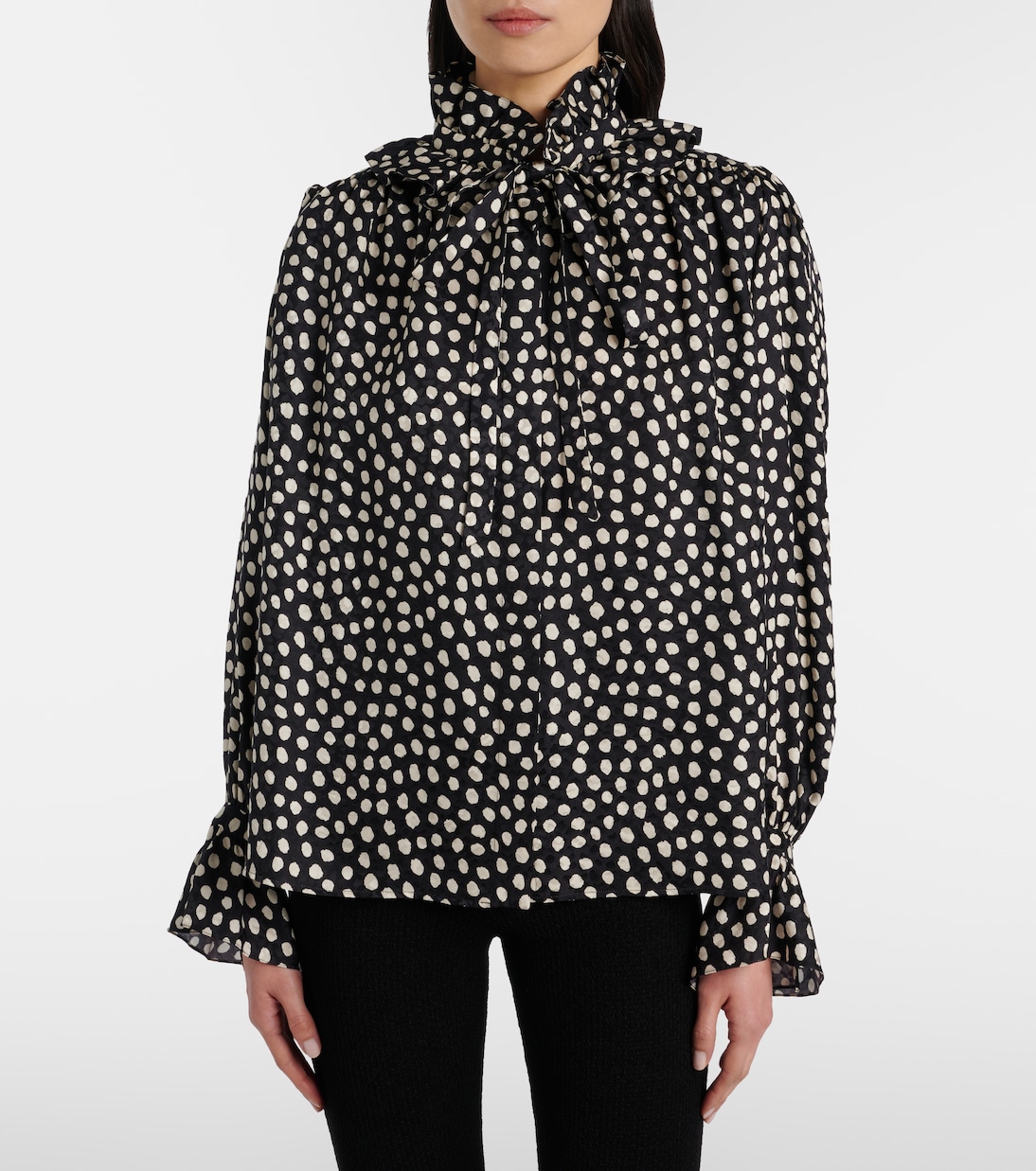 Polka-dot tie-neck silk blouse | Chloé