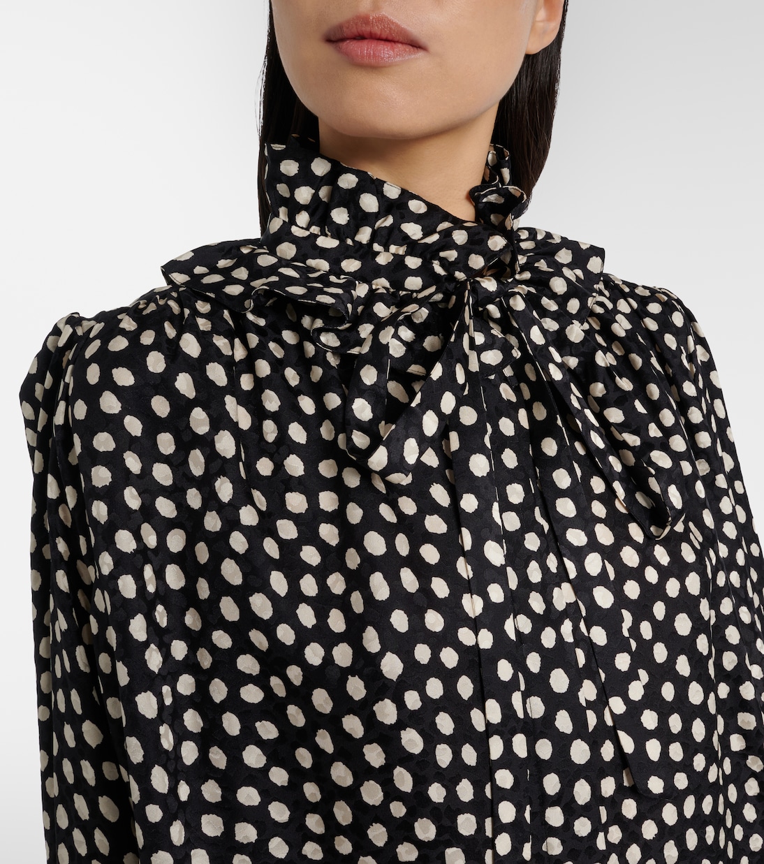 Polka-dot tie-neck silk blouse | Chloé