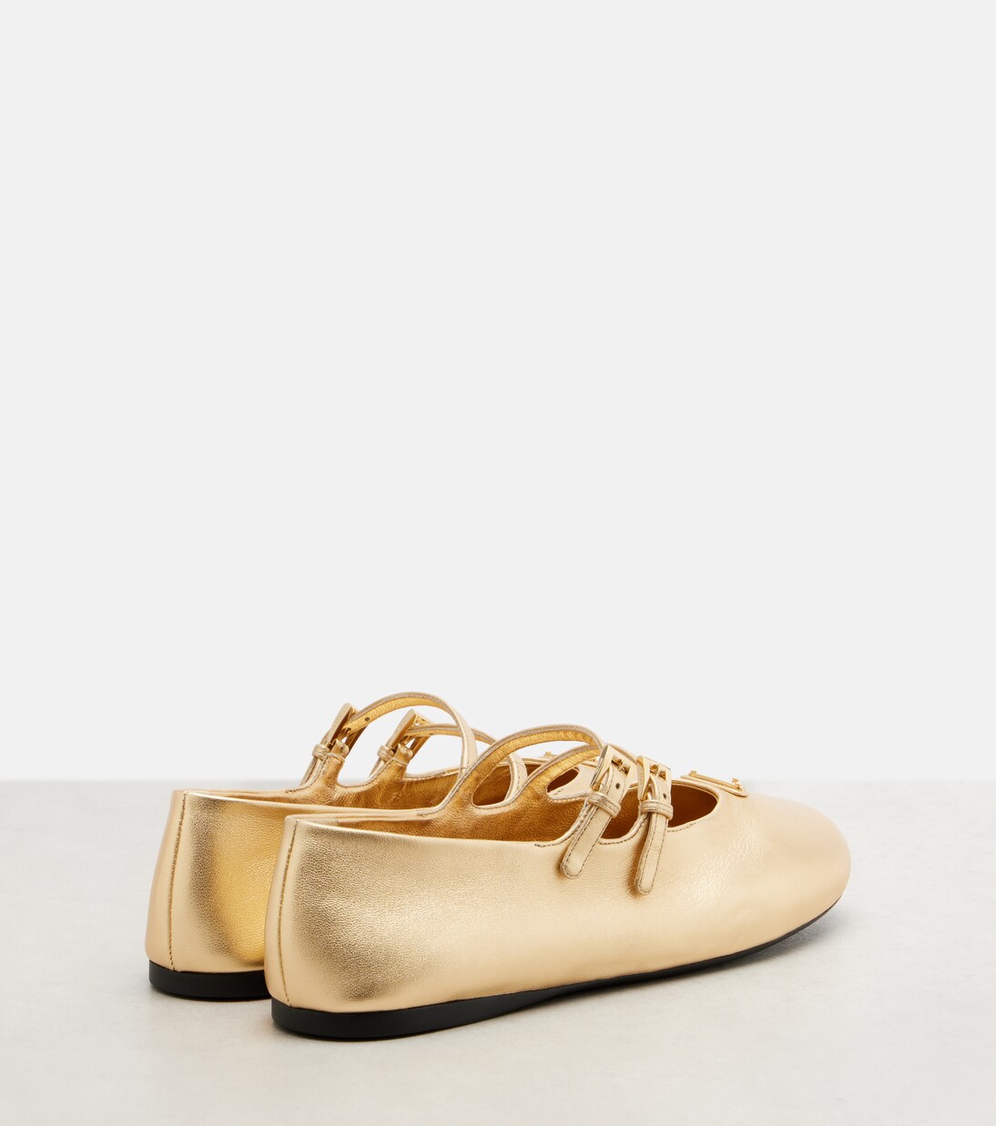Mary-Jane-Ballerinas aus Metallic-Leder | Prada