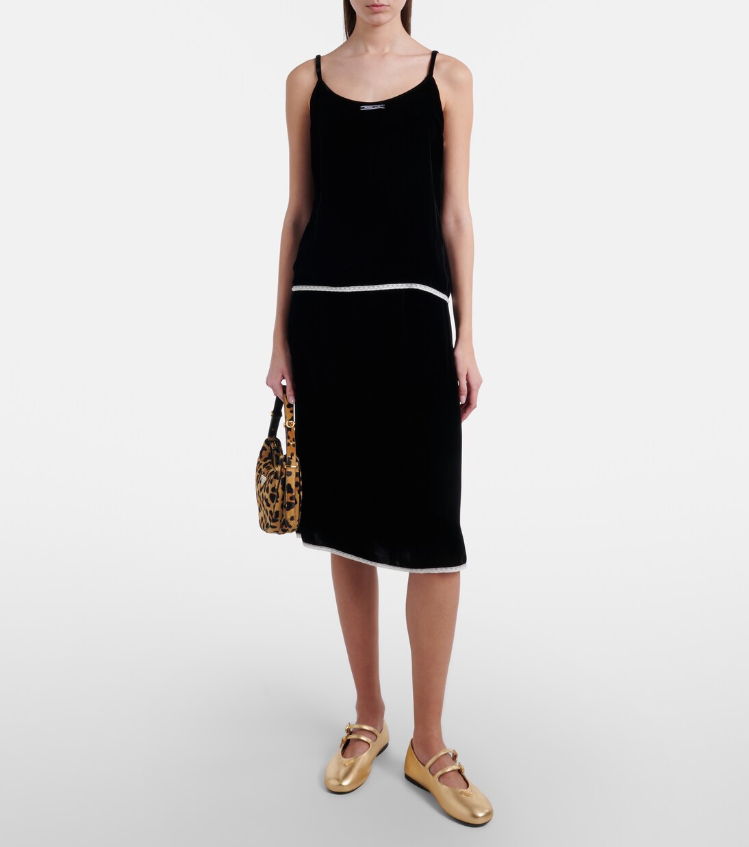 Mary-Jane-Ballerinas aus Metallic-Leder | Prada