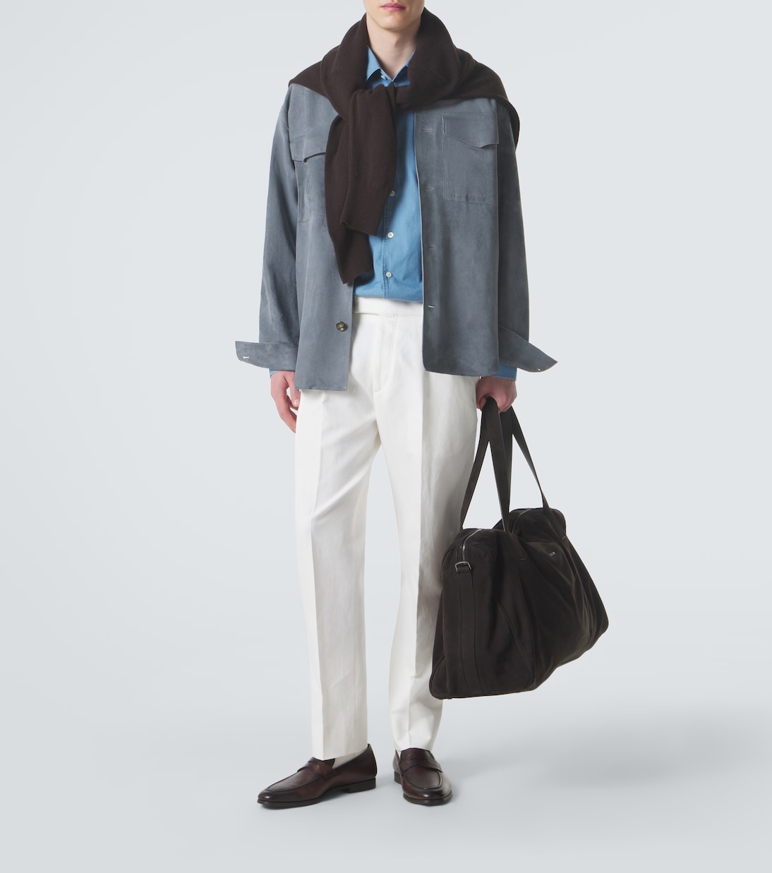 Pantalon droit en coton et lin | Zegna