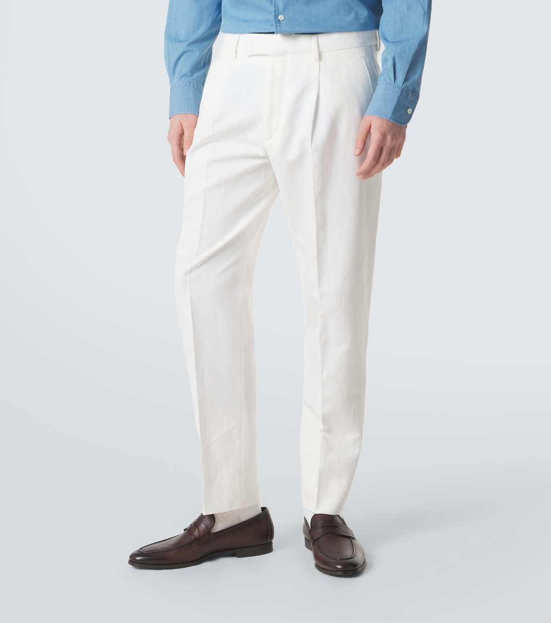 Pantalon droit en coton et lin | Zegna