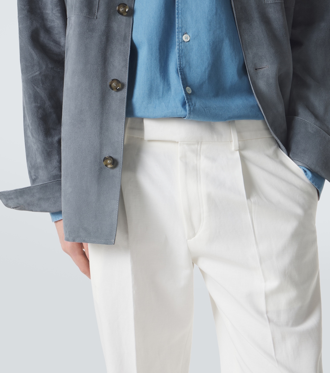 Pantalon droit en coton et lin | Zegna