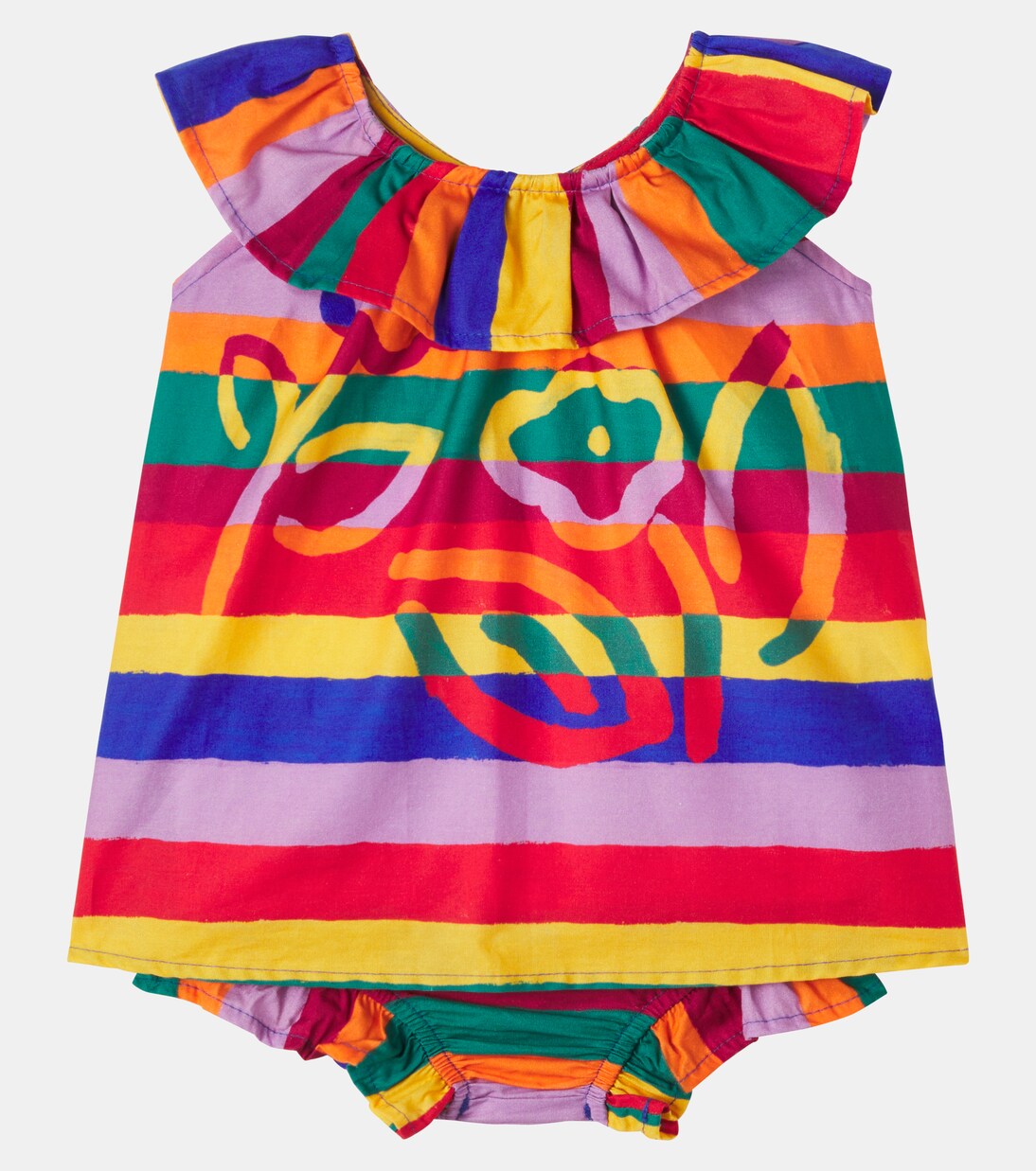 Baby striped cotton dress and bloomers set | Fábula