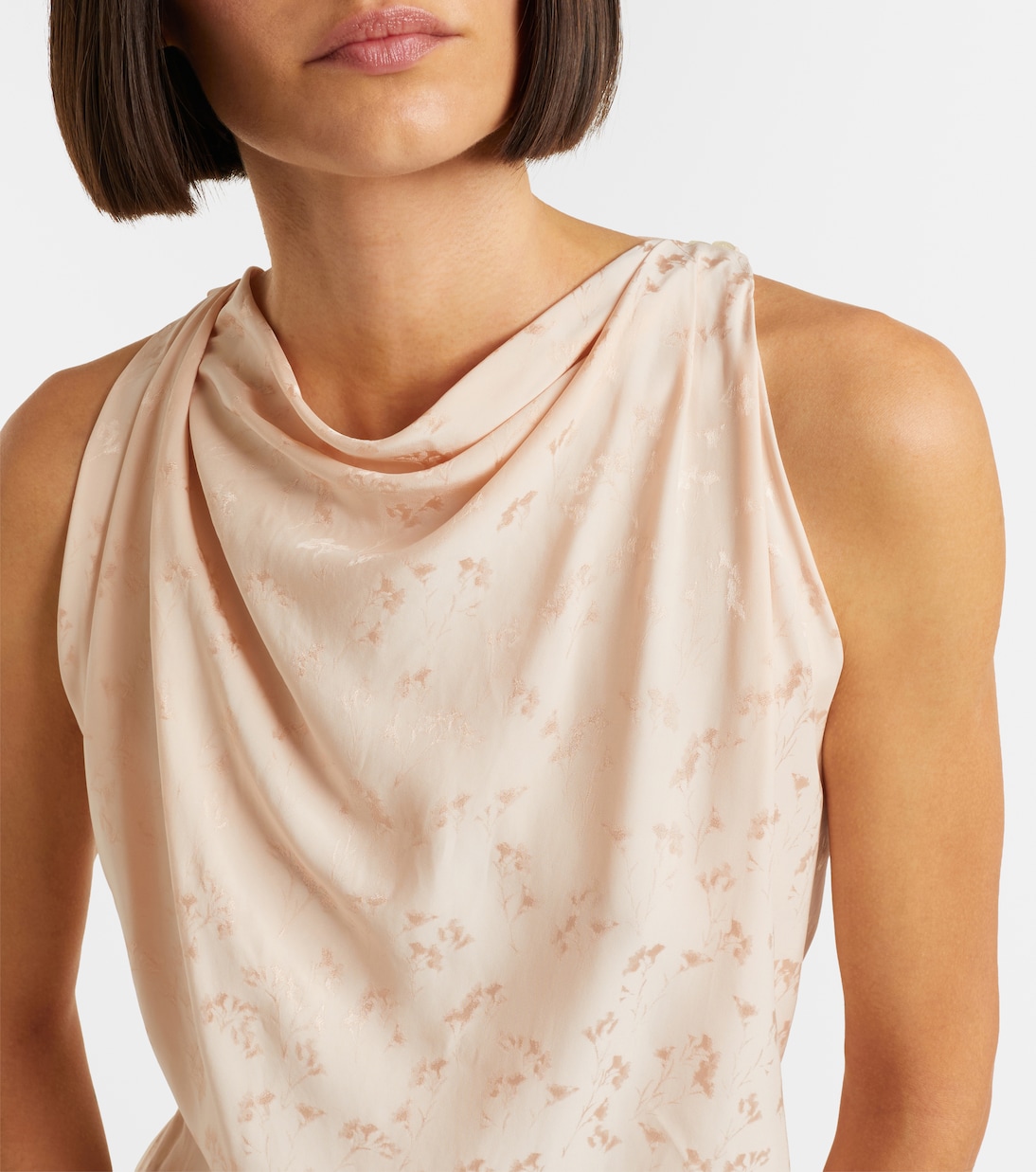 Asymmetric draped floral satin midi dress | Victoria Beckham
