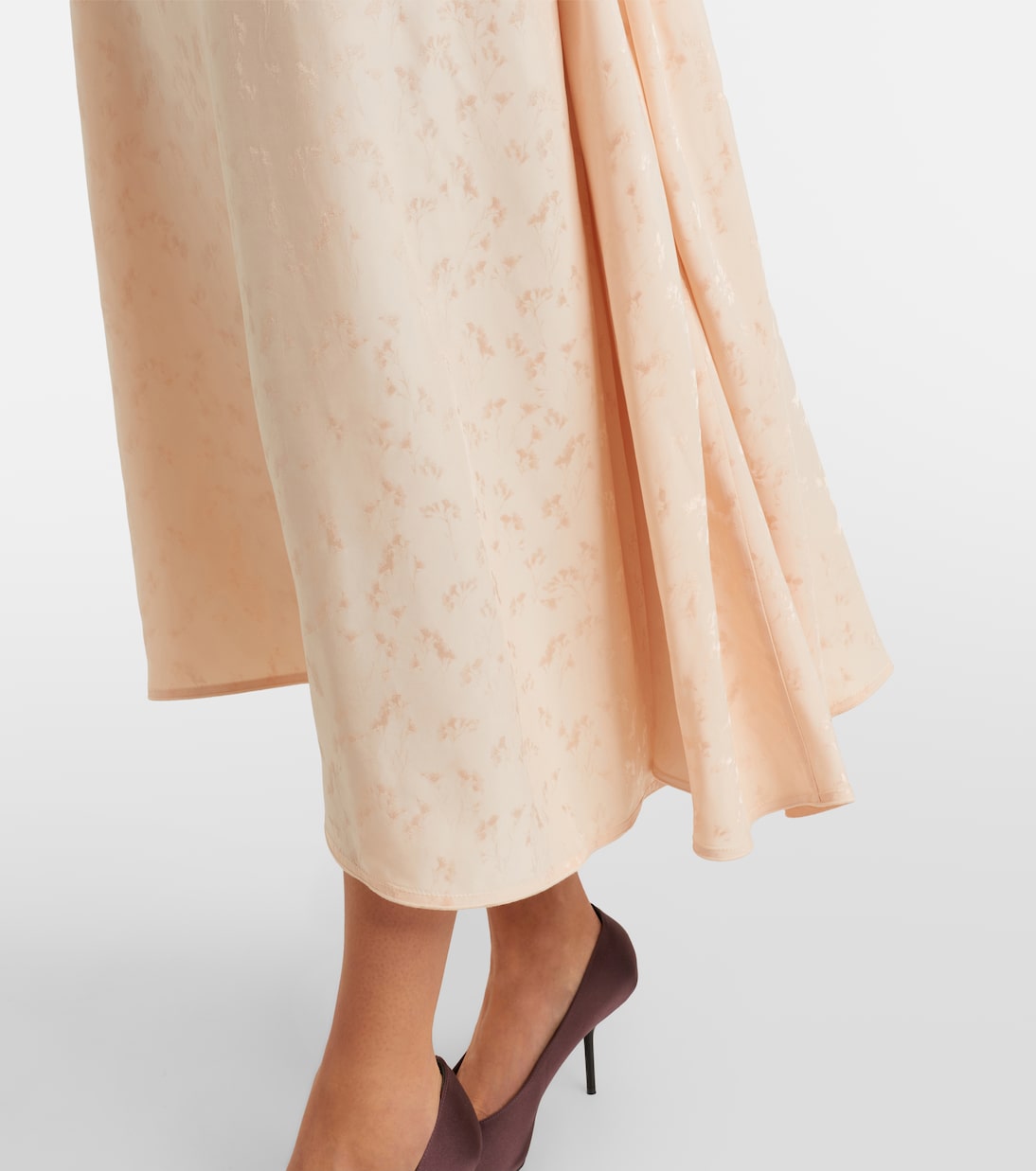 Asymmetric draped floral satin midi dress | Victoria Beckham
