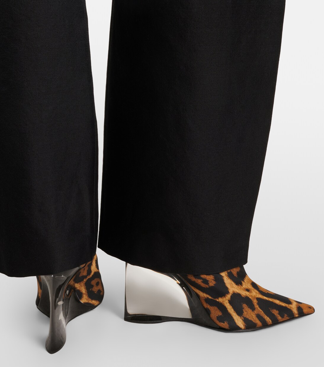 Invisible animal-print twill wedge mules | Alaïa