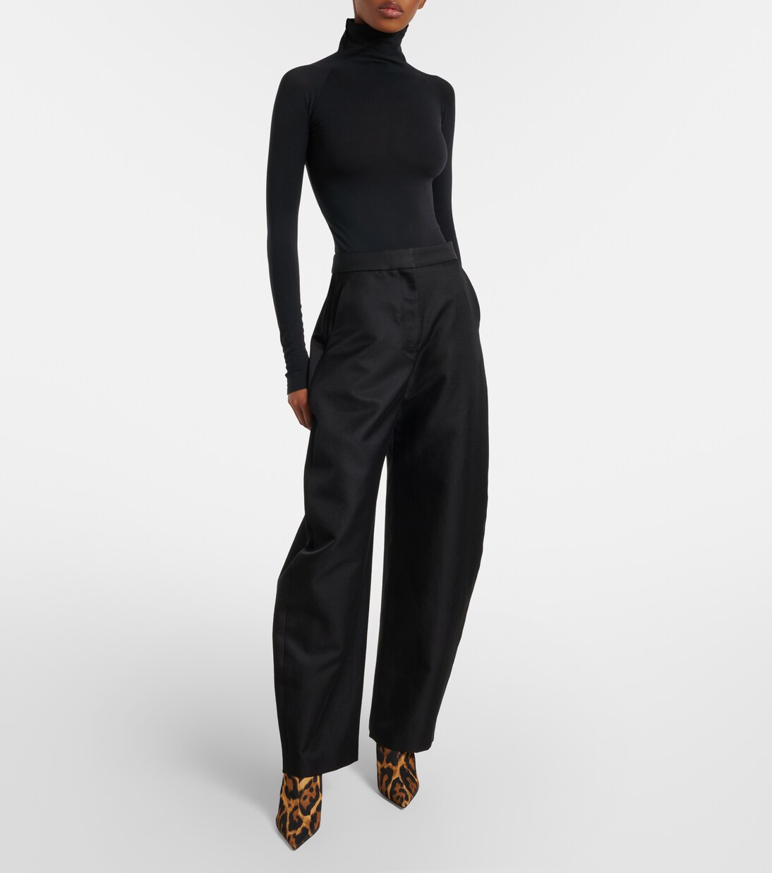 Invisible animal-print twill wedge mules | Alaïa