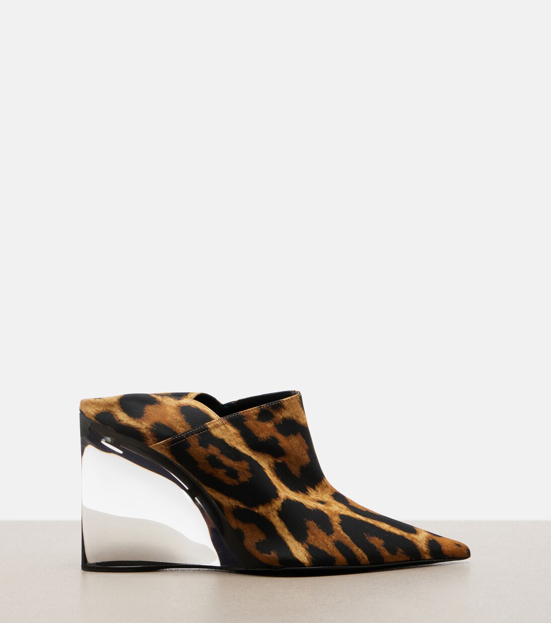 Invisible animal-print twill wedge mules | Alaïa