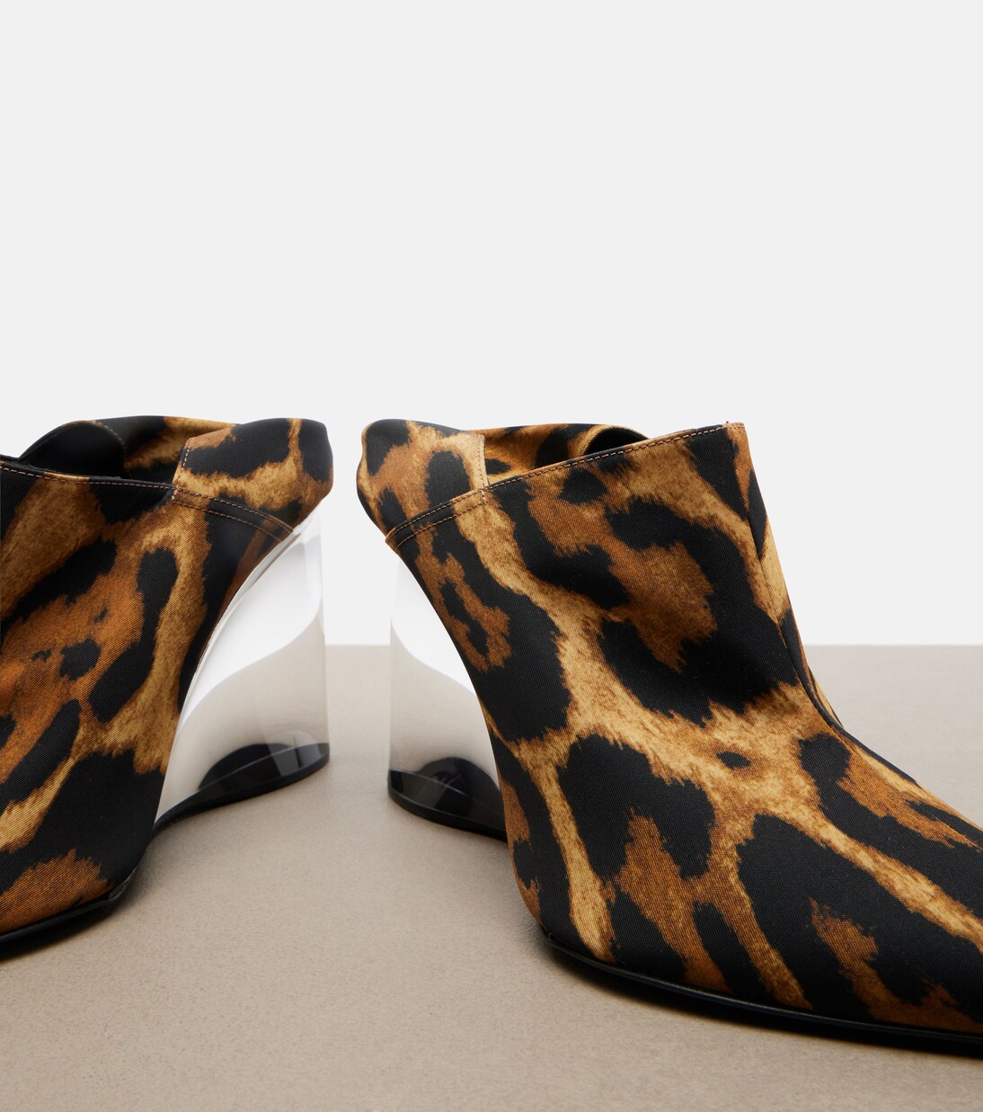 Invisible animal-print twill wedge mules | Alaïa