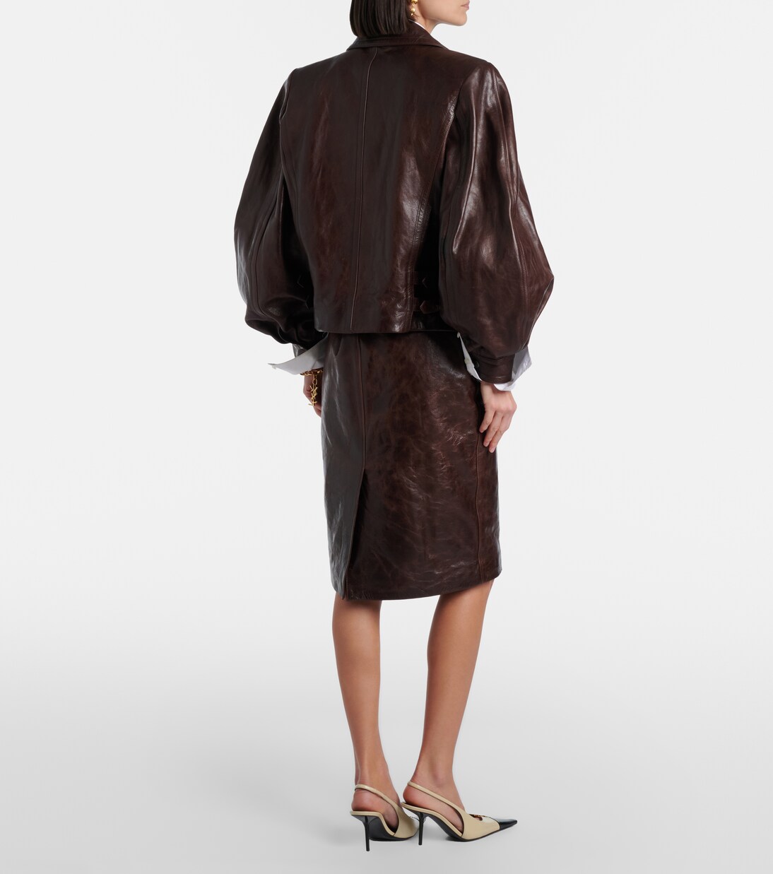 Belted leather pencil skirt | Saint Laurent