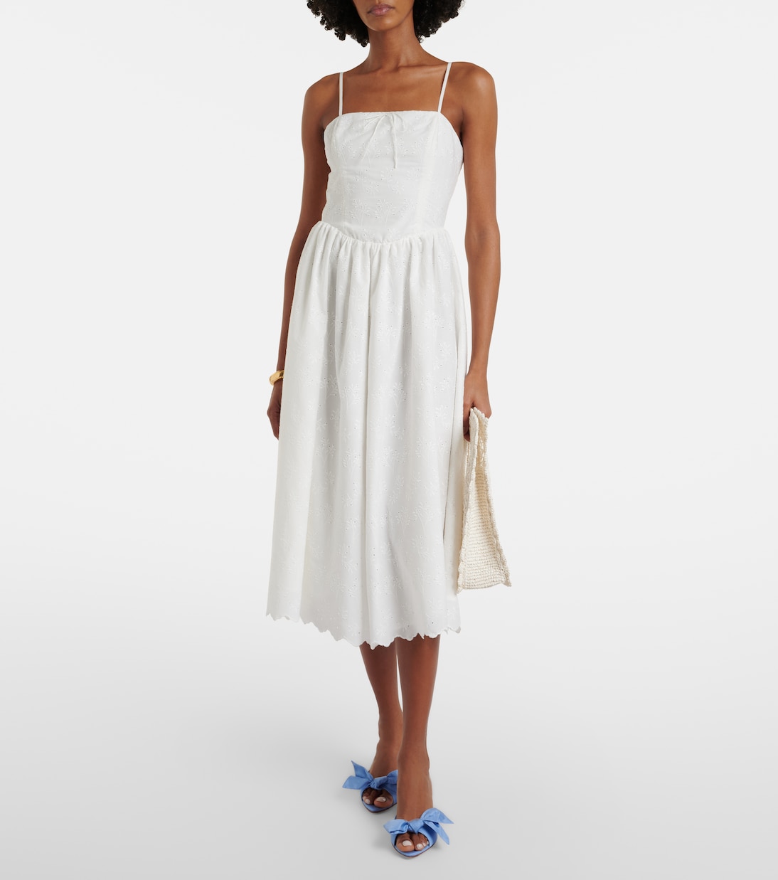 Vestido midi Tulla con bordado inglés | Faithfull