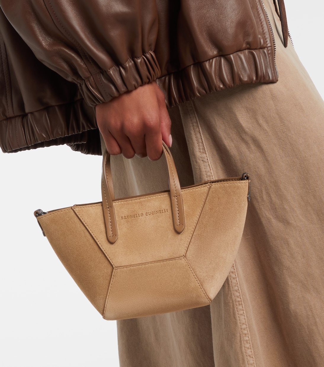 Duo Mini Monili suede top-handle bag | Brunello Cucinelli
