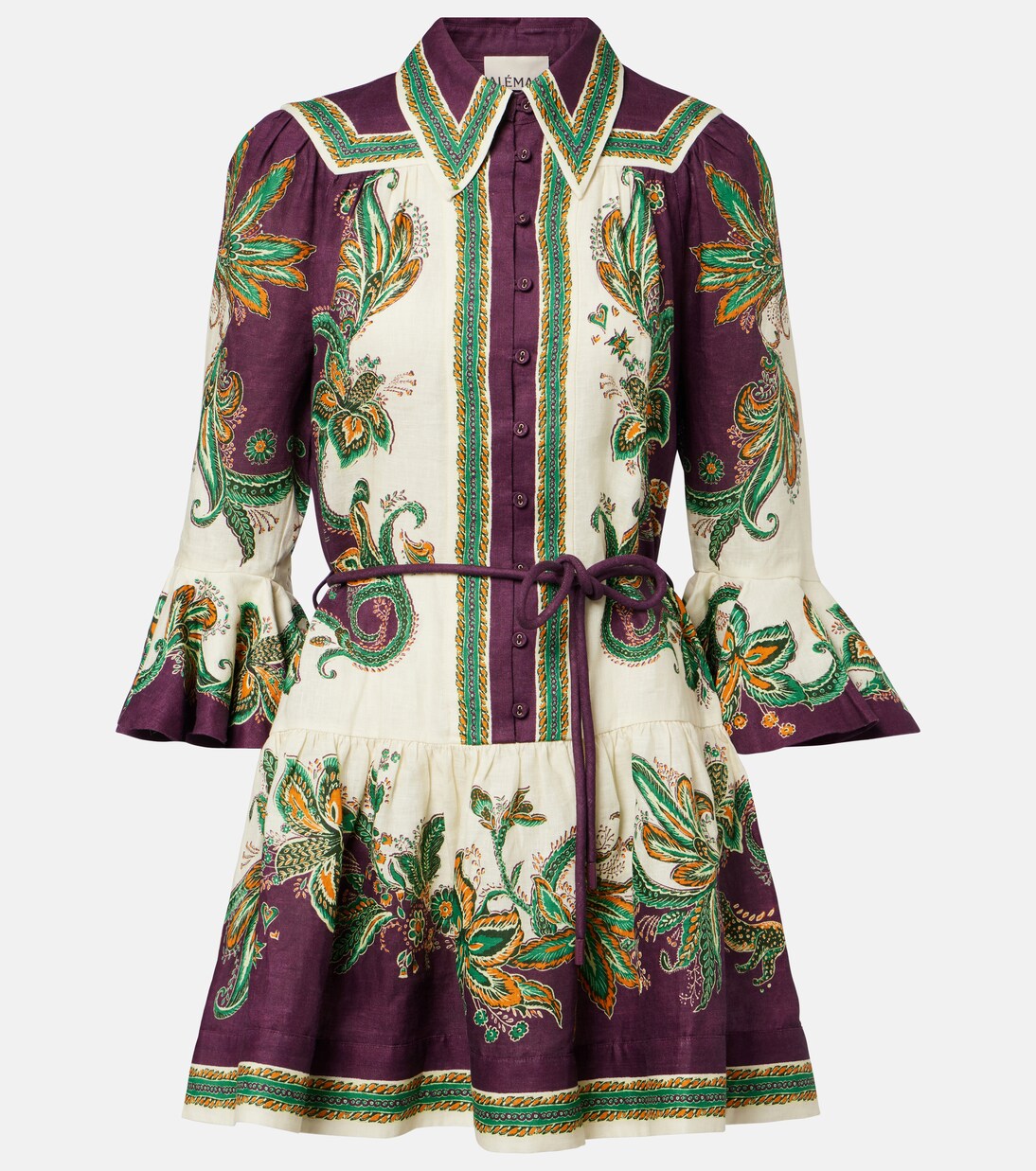 Vestido corto Ruthie de lino estampado | Alémais