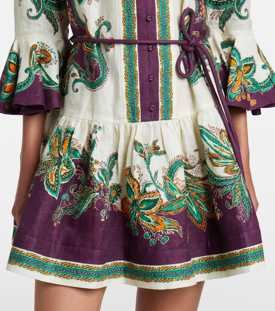 Vestido corto Ruthie de lino estampado | Alémais