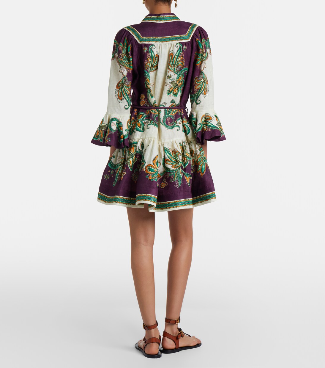 Vestido corto Ruthie de lino estampado | Alémais