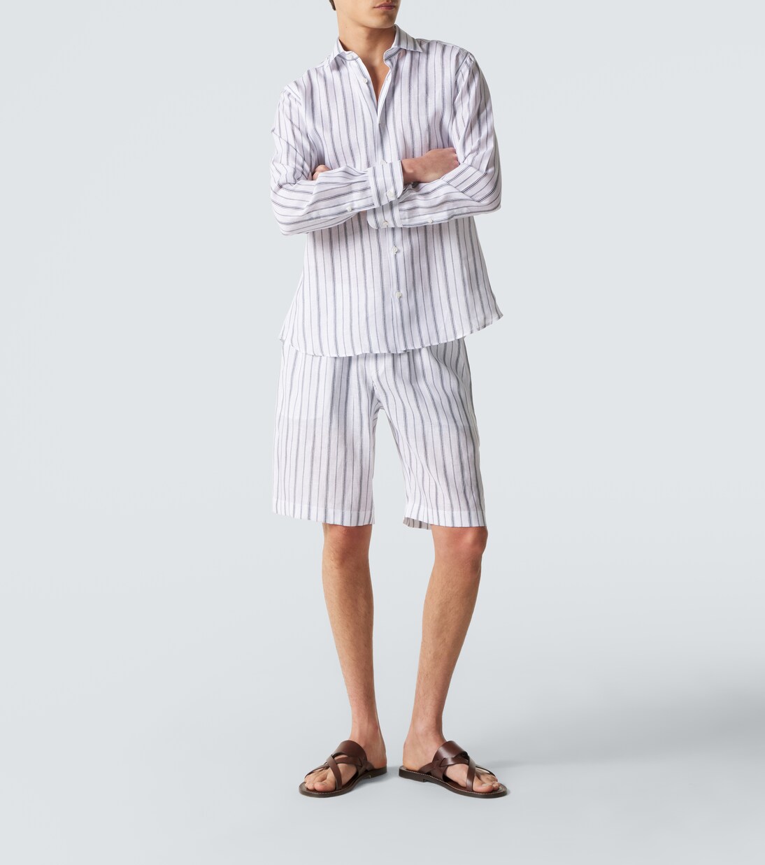Striped linen Bermuda shorts | Fedeli